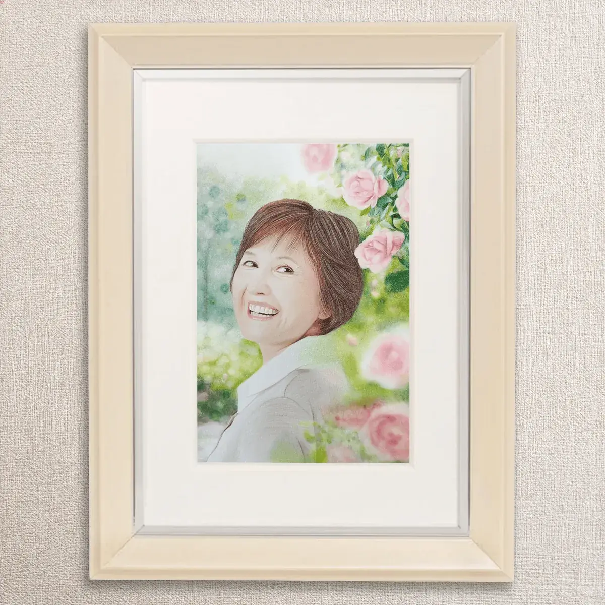 好きなお花を背景にした肖像画