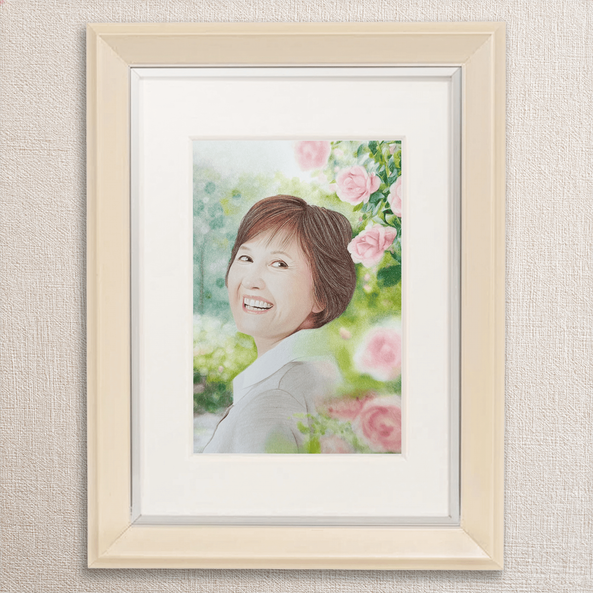 好きなお花を背景にした肖像画